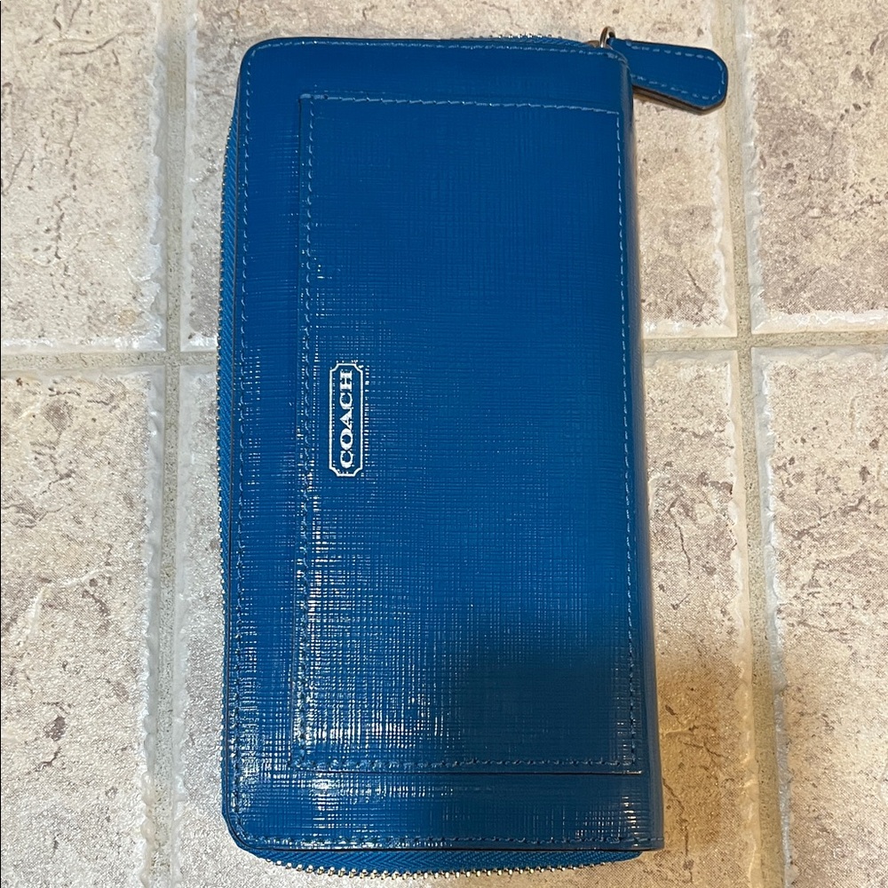 Coach Vibrant Blue Textured Wallet